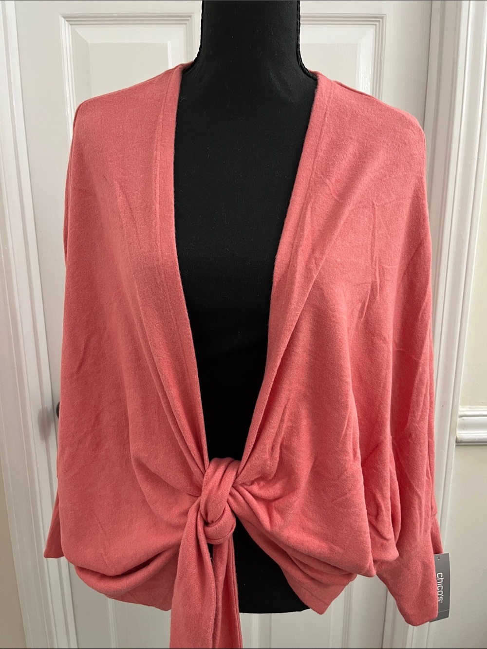 Chico's Coral Tie-Front Shrug